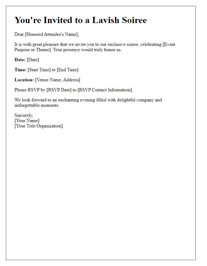 Letter template of select soire invitation for honored attendees