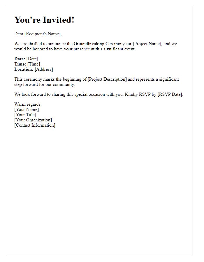 Letter template of Invitation to Groundbreaking Ceremony Participation