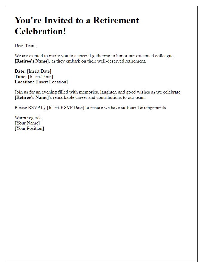 Letter template of retirement celebration invitation for colleagues