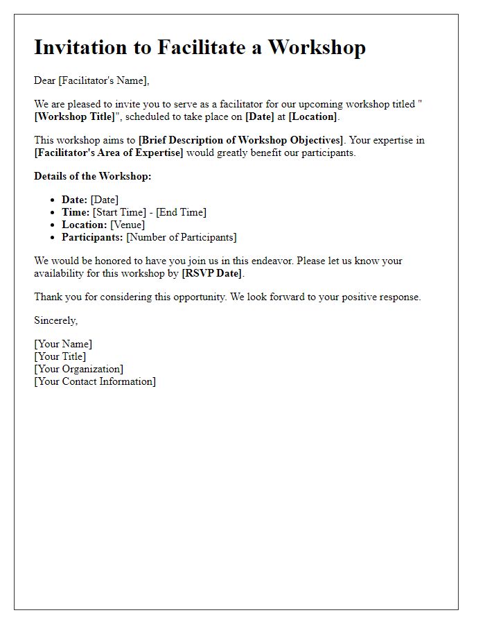 Letter template of workshop facilitator invitation for commencement