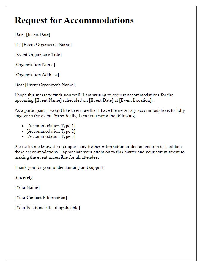 Letter template of accommodations for inclusive events