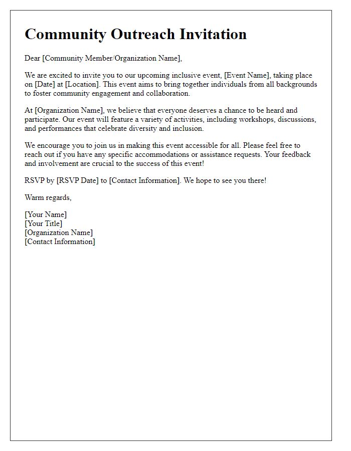 Letter template of community outreach for inclusive event engagement