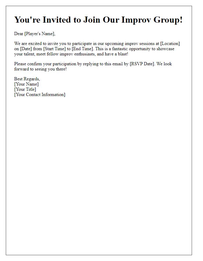 Letter template of participation invite for improv players