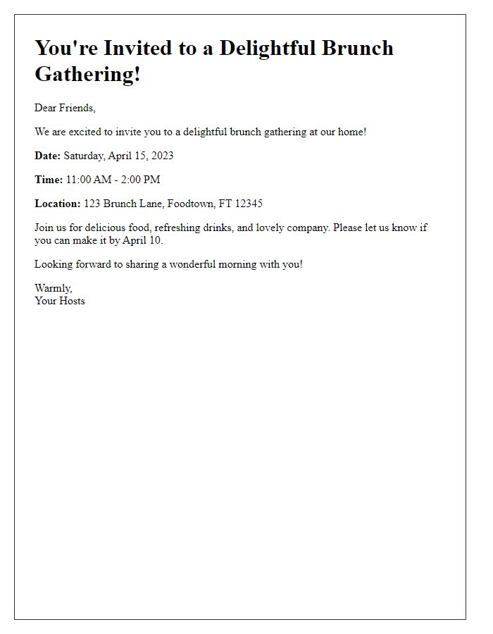 Letter template of a delightful brunch gathering invite