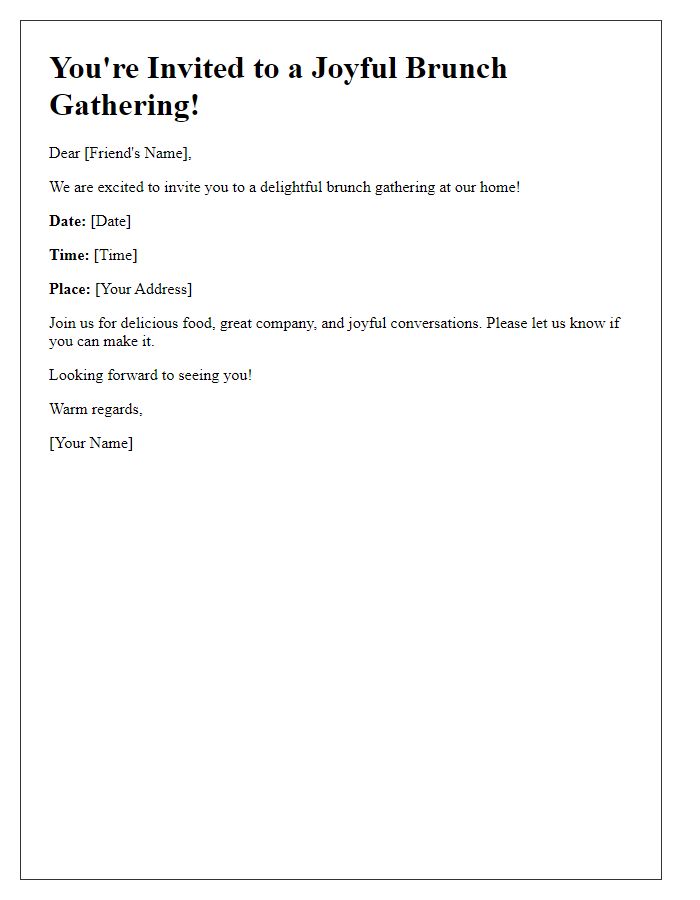 Letter template of invitation for a joyful brunch gathering