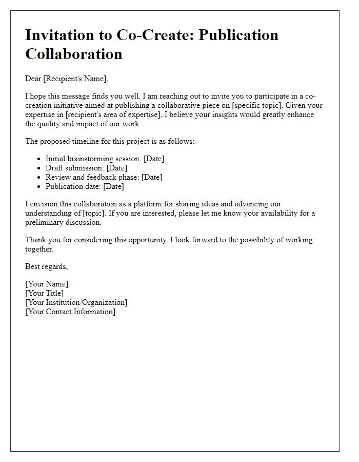 Letter template of co-creation invitation for publication.