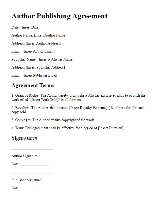 Letter template of author publishing agreement