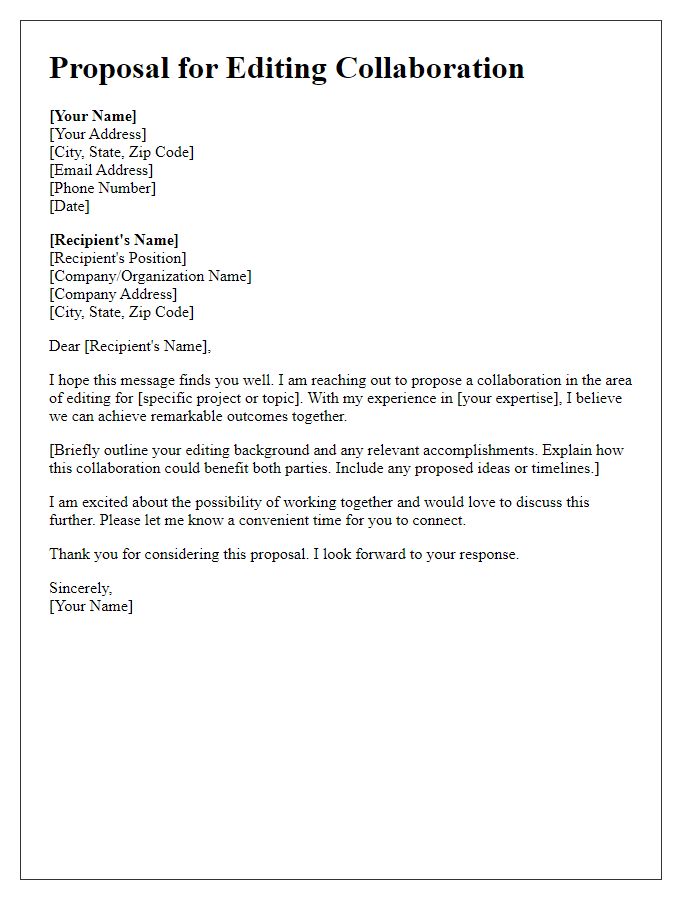 Letter template of proposal for editing collaboration