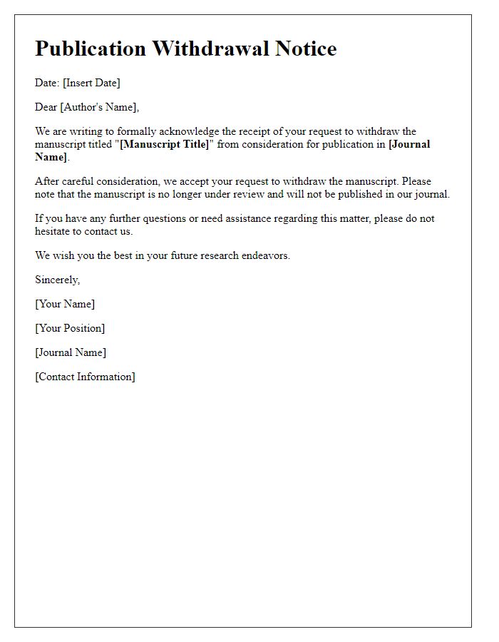 Letter template of publication withdrawal notice for authors