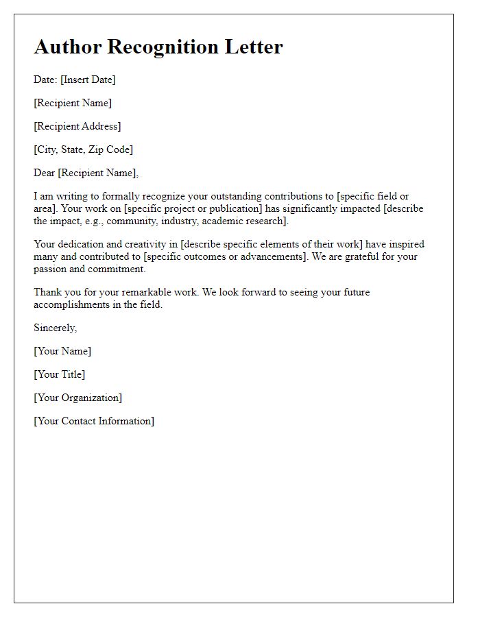 Letter template of Author Recognition Letter for Impactful Work