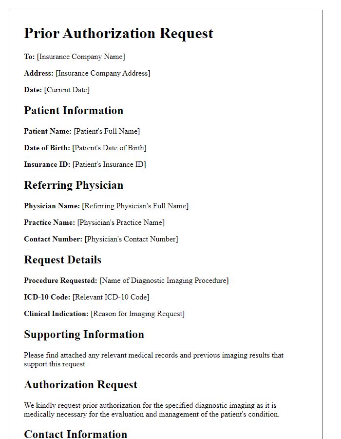 Letter template of prior authorization for diagnostic imaging