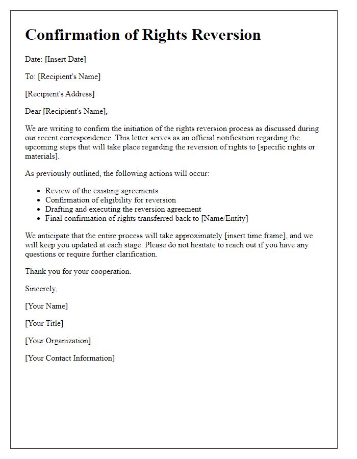 Letter template of Confirmation of Rights Reversion Process