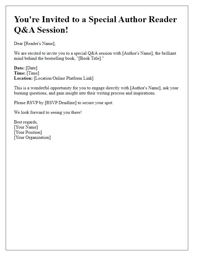 Letter template of author reader Q&A session invitation