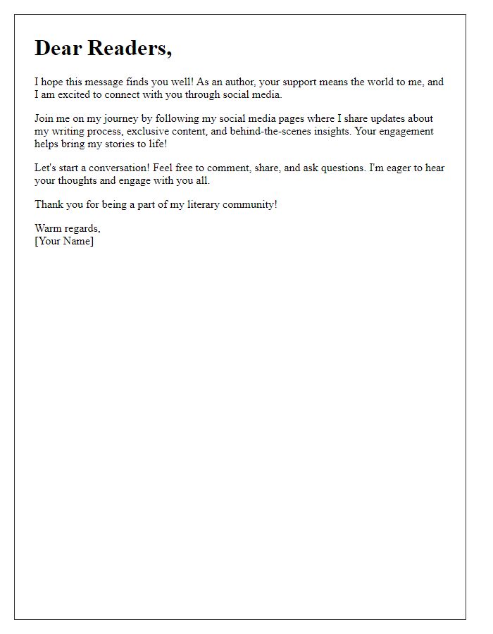 Letter template of author reader social media engagement