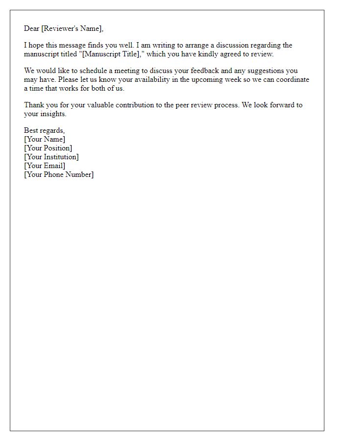 Letter template of arranging a manuscript review discussion