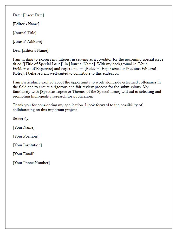 Letter template of co-editor application for special issue