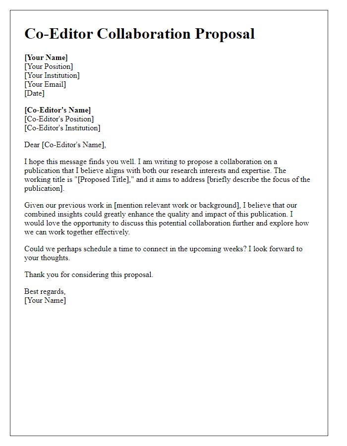 Letter template of co-editor collaboration proposal for publication