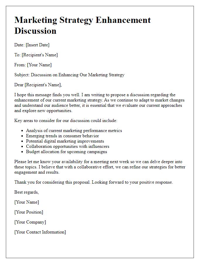 Letter template of marketing strategy enhancement discussion