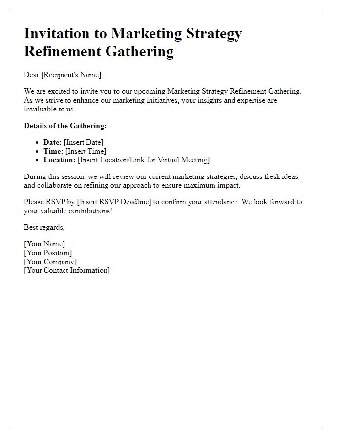 Letter template of marketing strategy refinement gathering