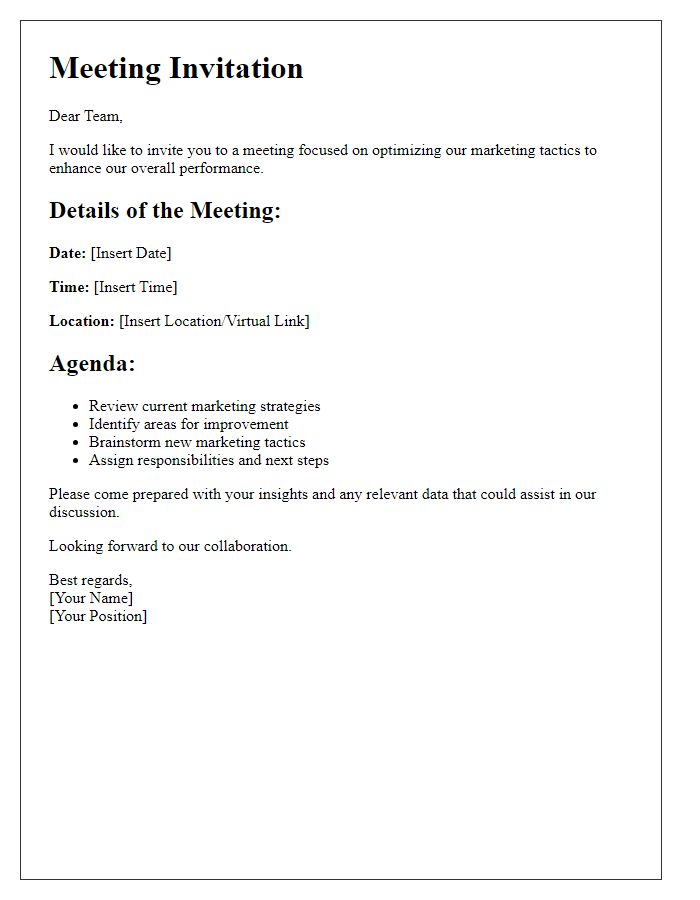 Letter template of marketing tactics optimization meeting