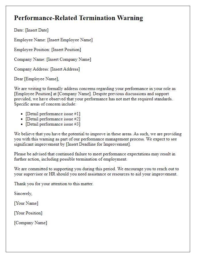 Letter template of performance-related termination warning