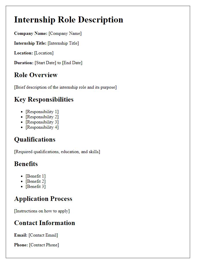 Letter template of internship role description