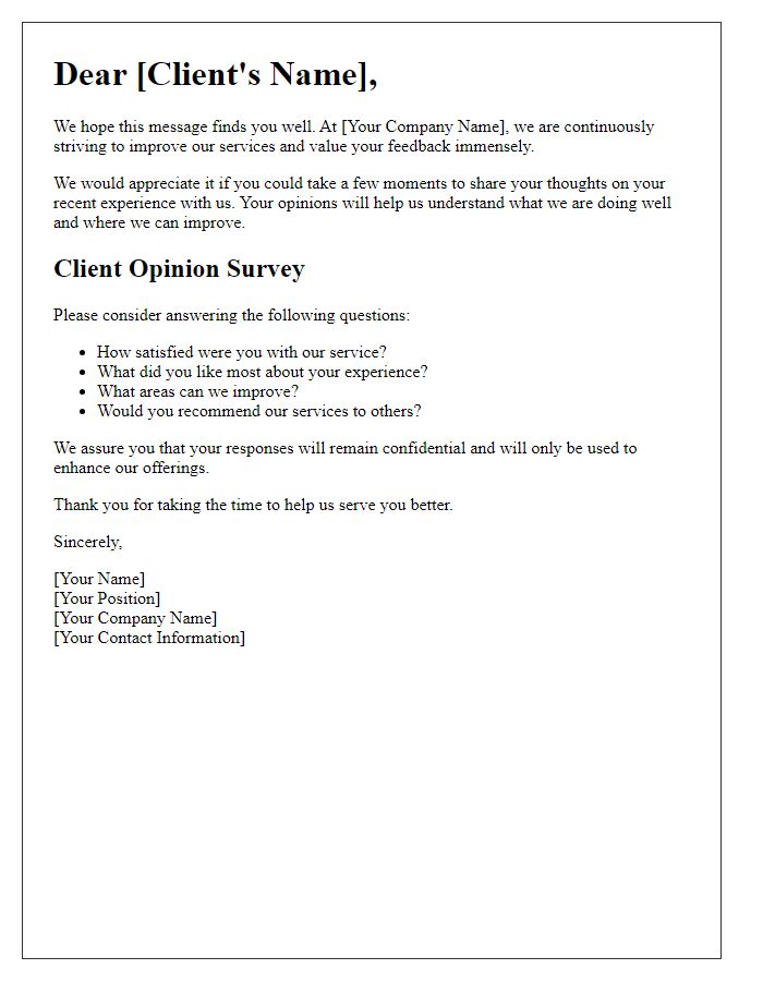 Letter template of client opinion gathering