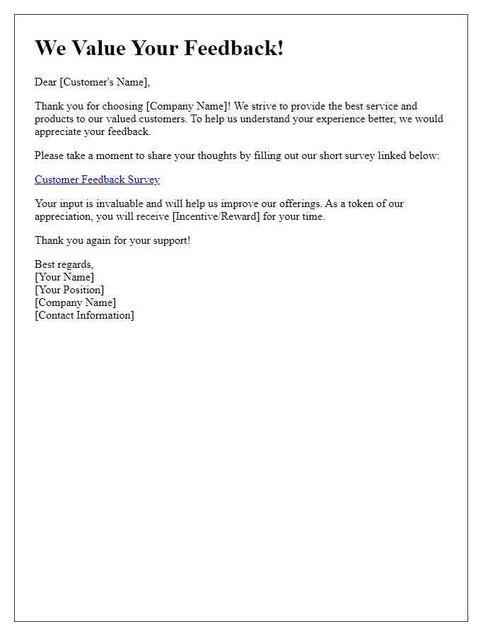 Letter template of customer feedback collection