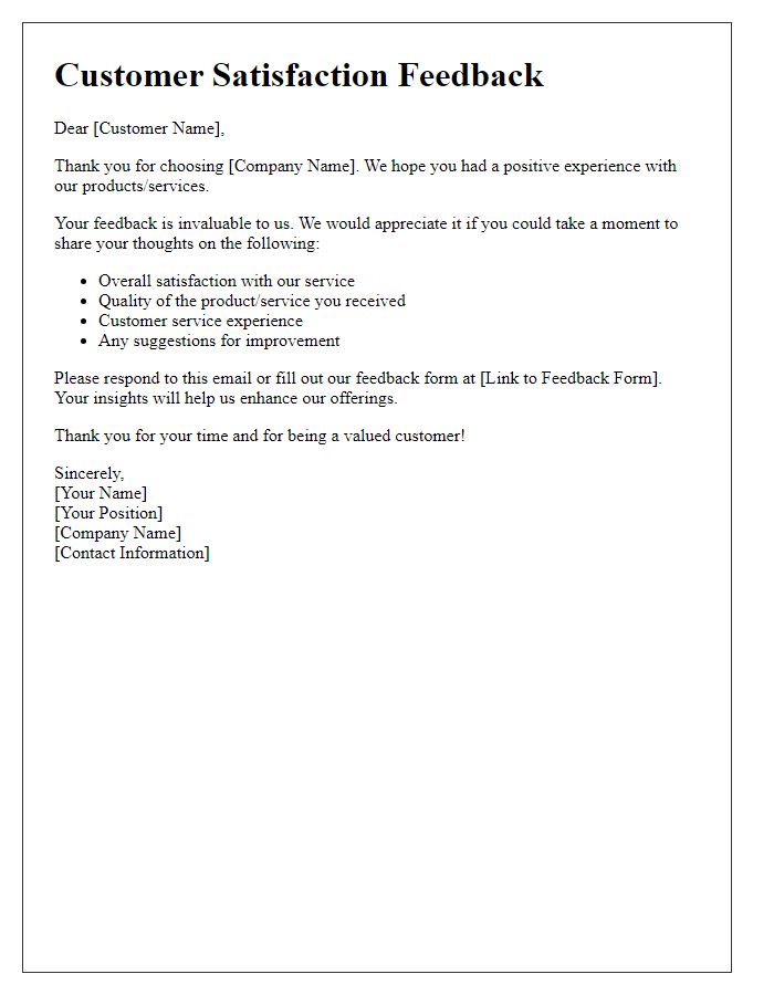 Letter template of satisfaction feedback prompt