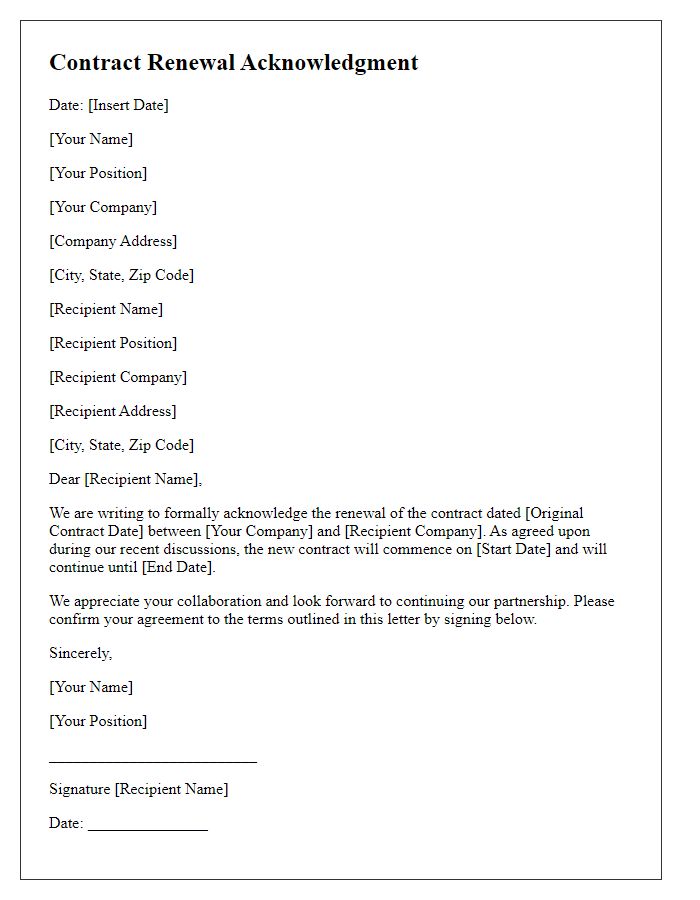 Letter template of agreement for contract renewal acknowledgment