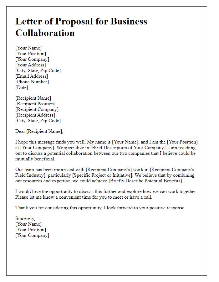 Letter template of business collaboration request