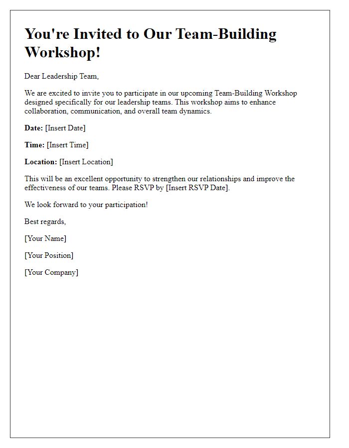 Letter template of team-building workshop invitation for leadership teams