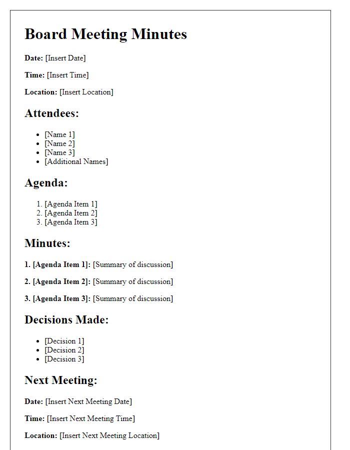 Letter template of board meeting minutes for audit purposes