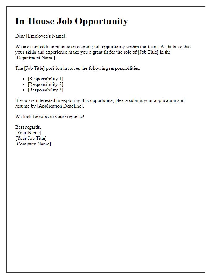 Letter template of in-house job opportunity communication