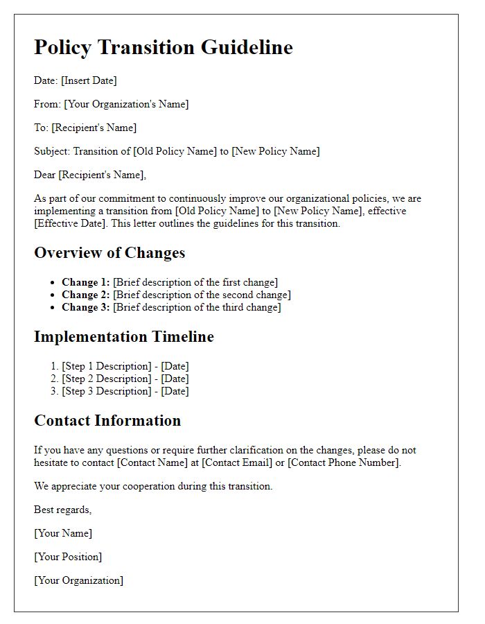 Letter template of policy transition guideline