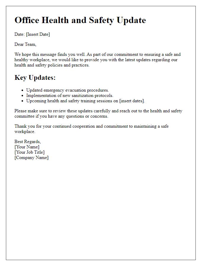 Letter template of office health and safety update