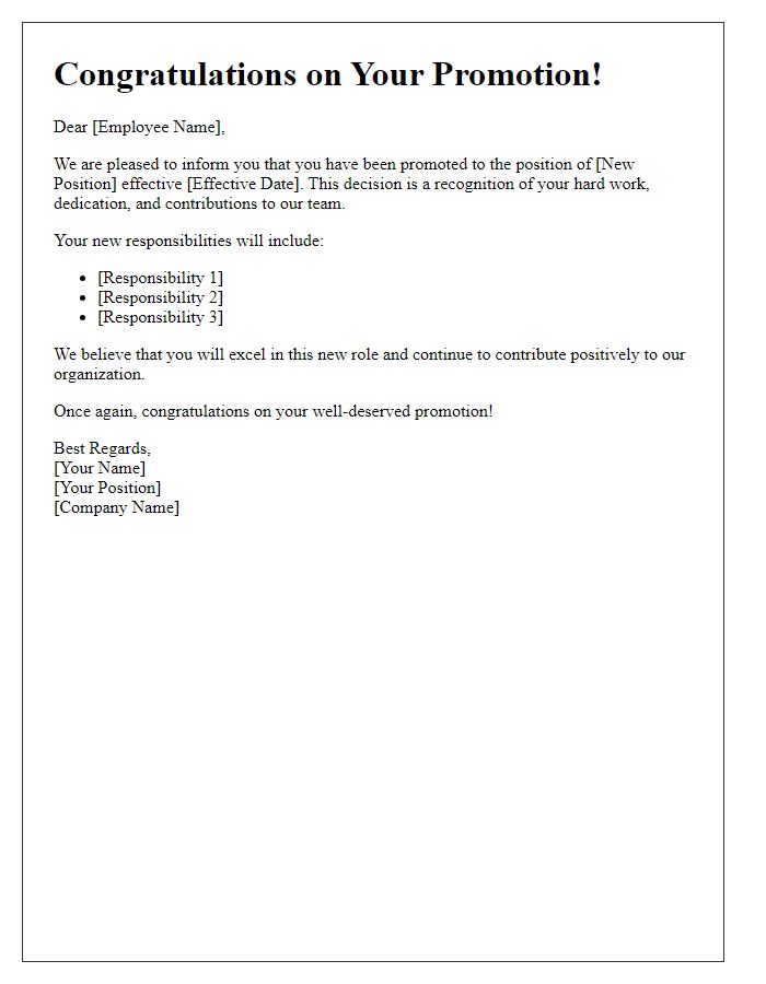 Letter template of staff promotion and achievement notification