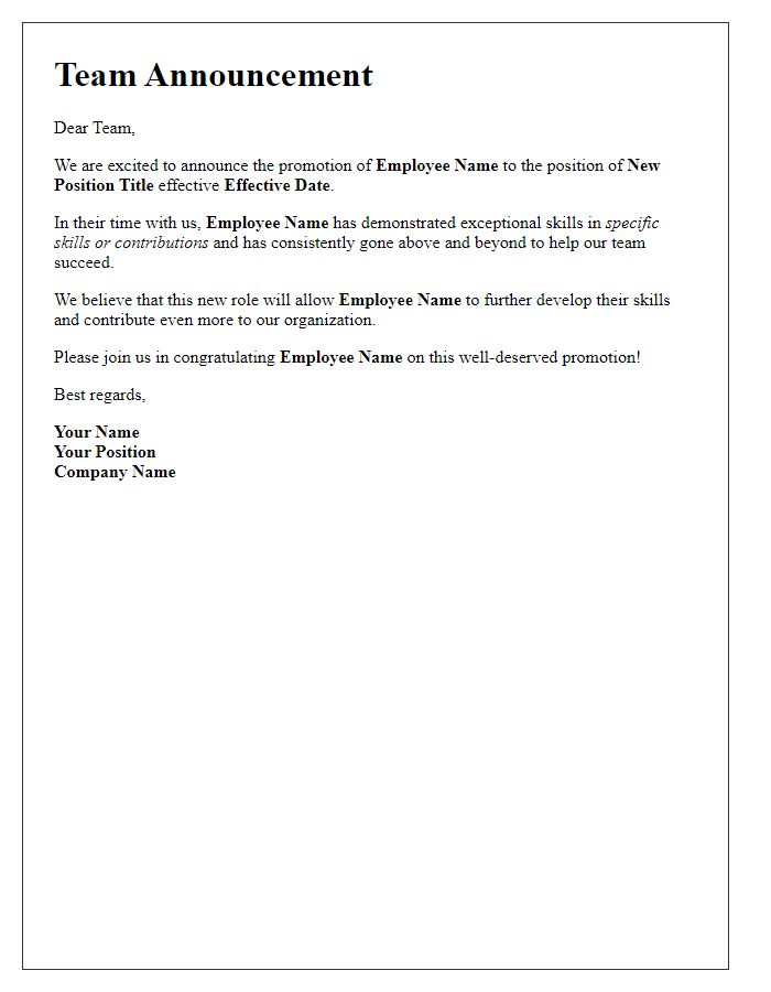 Letter template of workforce promotion news