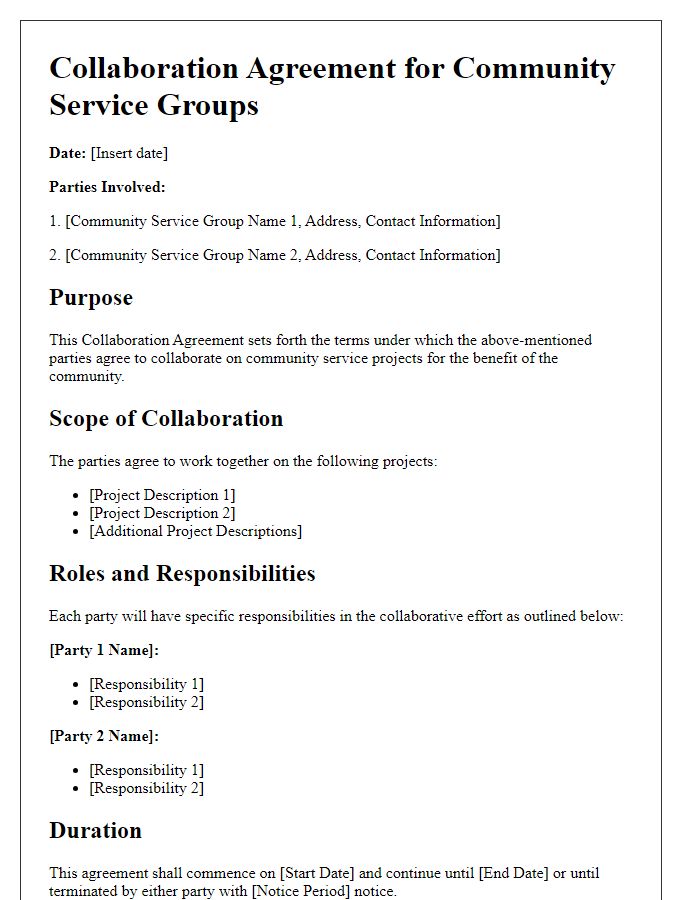 Letter template of collaboration agreement for community service groups