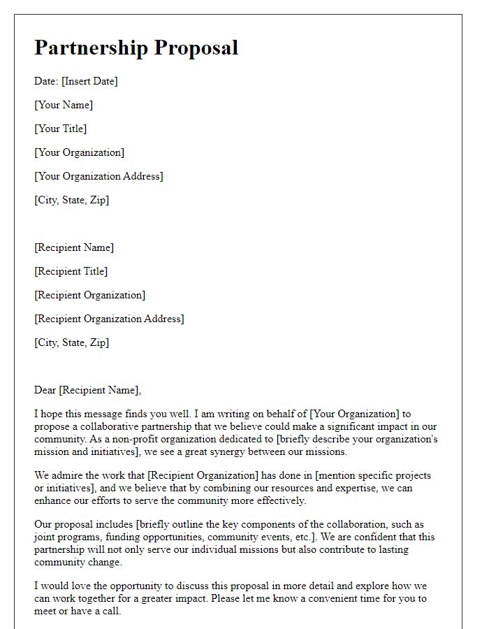 Letter template of partnership proposal for non-profit collaboration