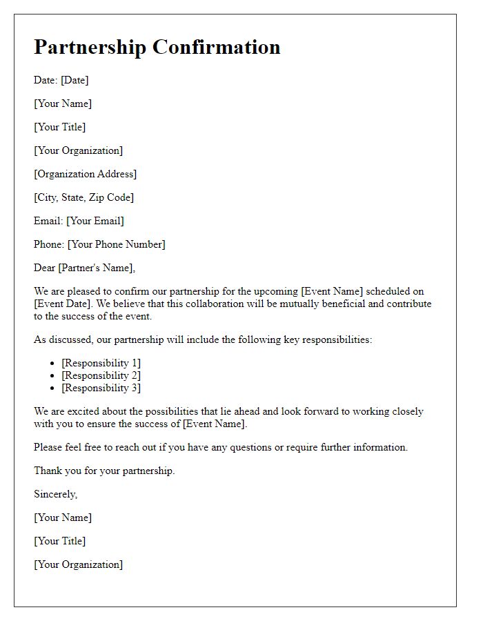 Letter template of event partnership confirmation