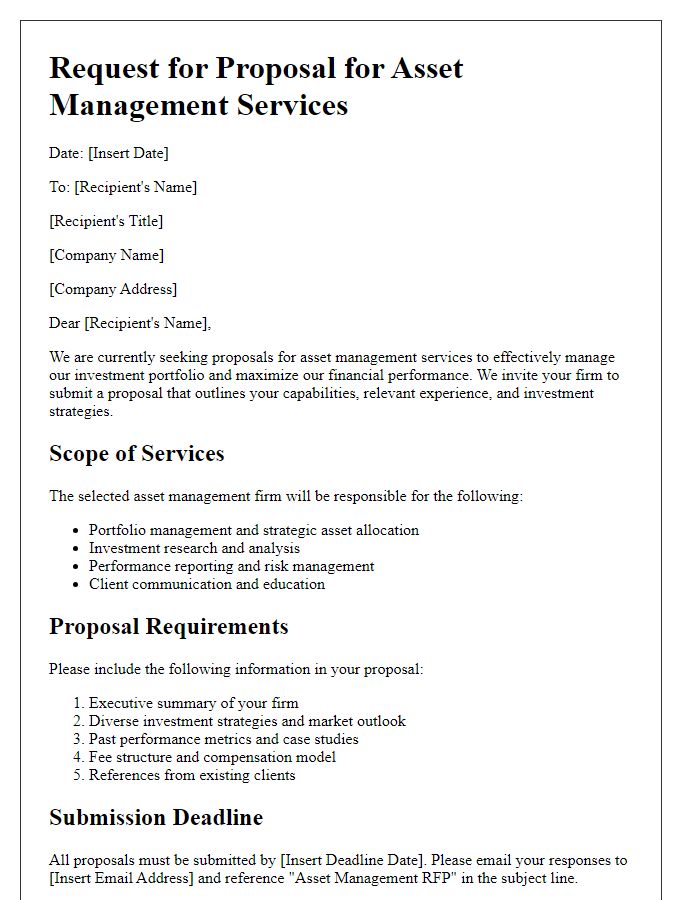 Letter template of asset management services request for proposal