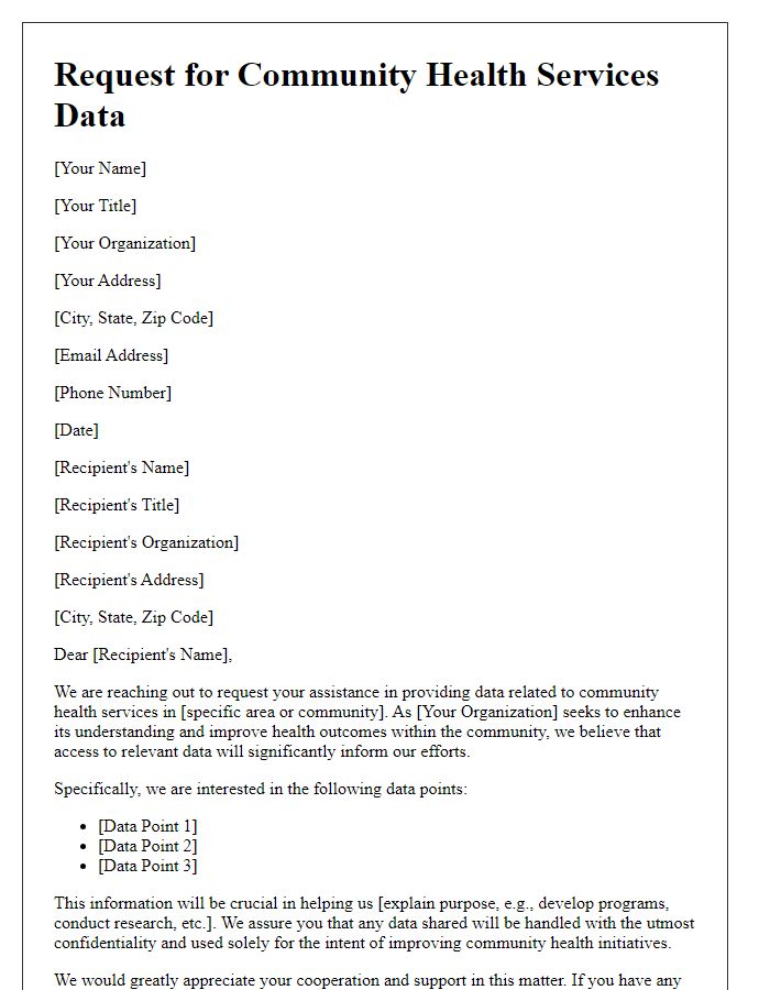 Letter template of solicitation for community health services data