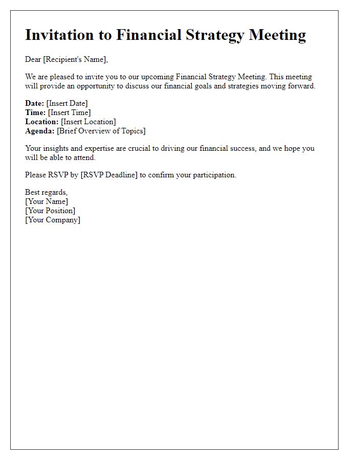 Letter template of financial strategy meeting invitation