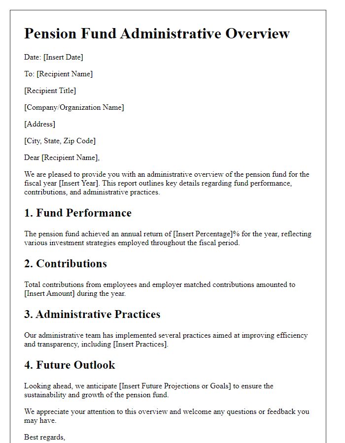 Letter template of pension fund administrative overview