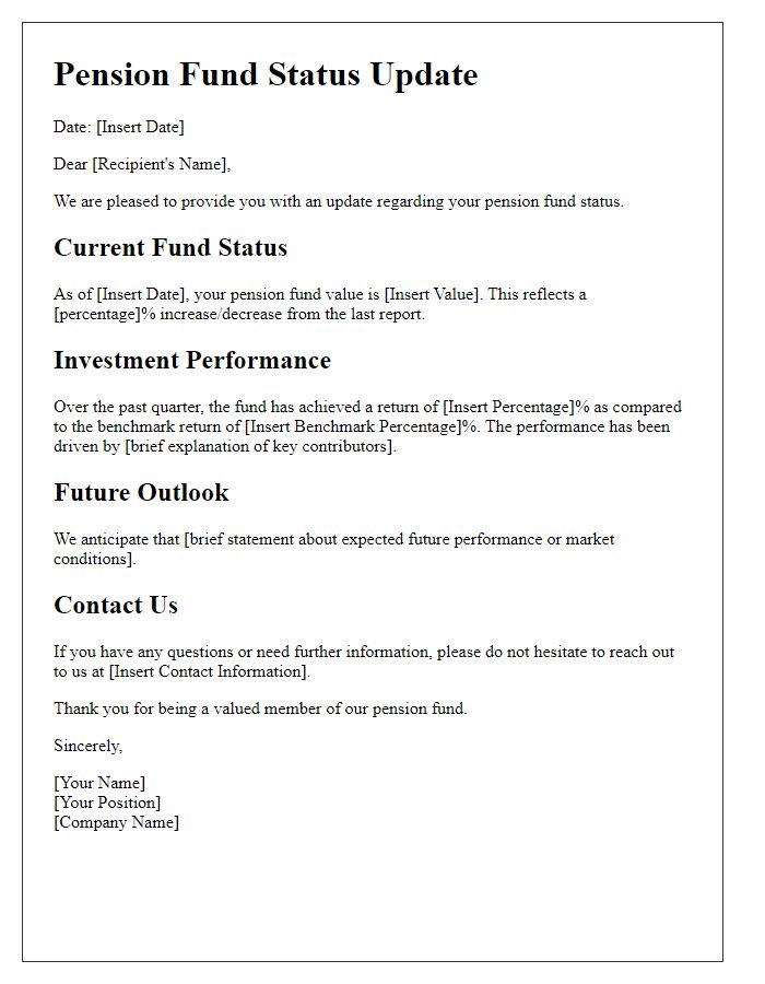 Letter template of pension fund status update