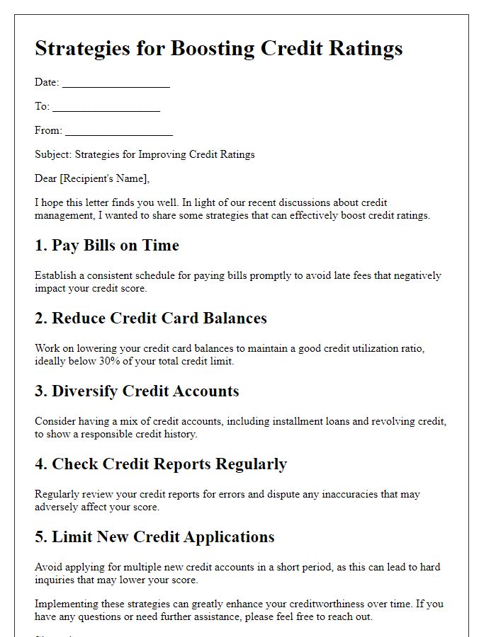 Letter template of strategies for boosting credit ratings