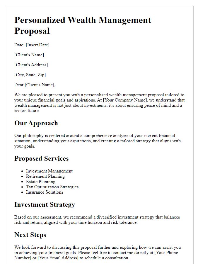 Letter template of Personalized Wealth Management Proposal