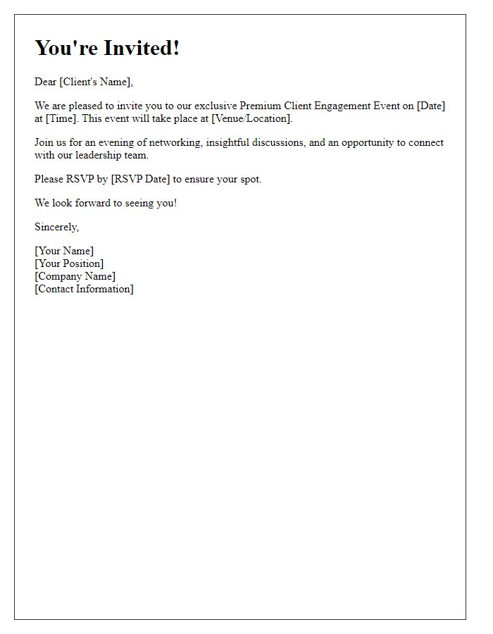 Letter template of Premium Client Engagement Invitation