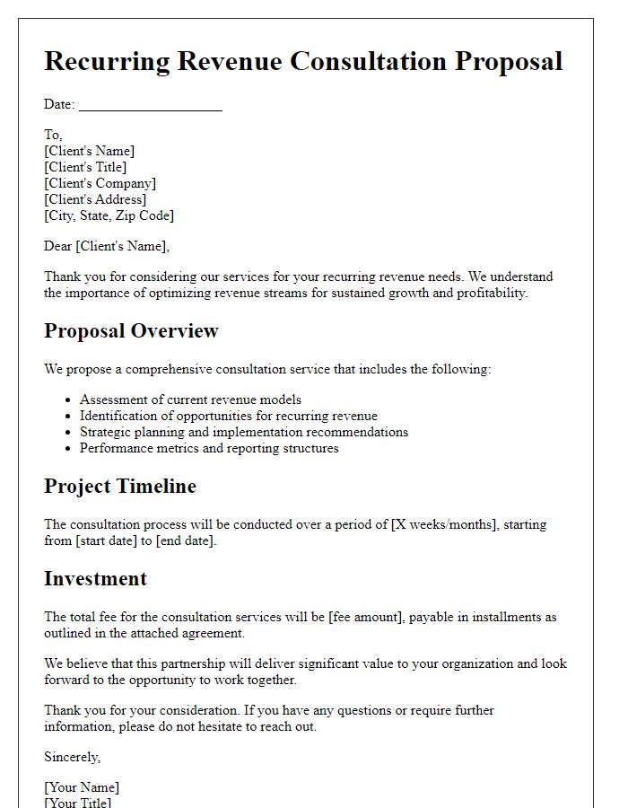 Letter template of recurring revenue consultation proposal